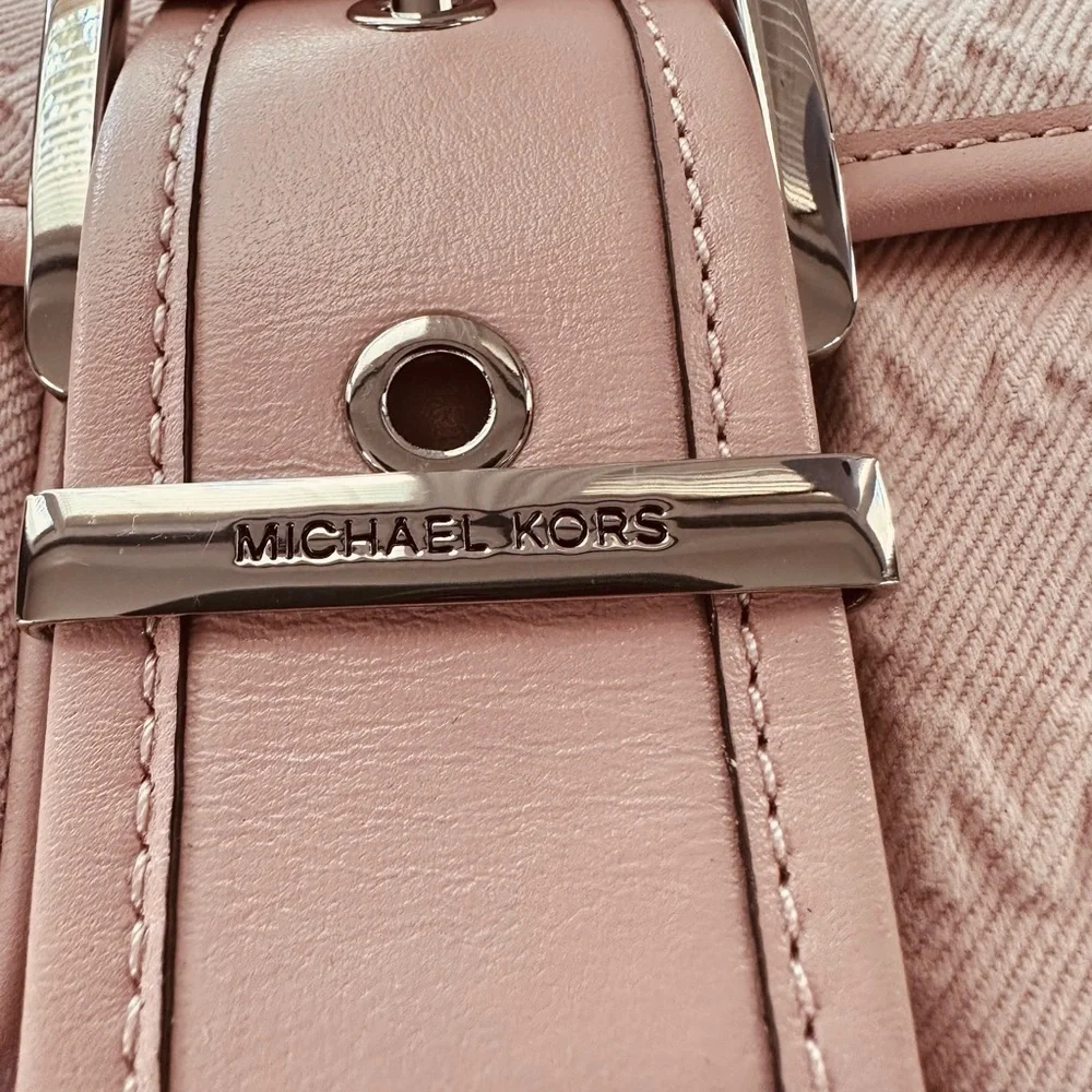 Michael Kors Colby Medium Shoulder Bag Rosewater Pink NWT Logo Canvas